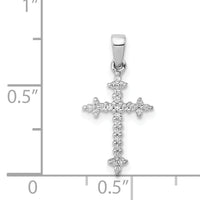 14k White Gold 1/10ct. Diamond Fleur e Lis Cross Pendant-PM5075-010-WA