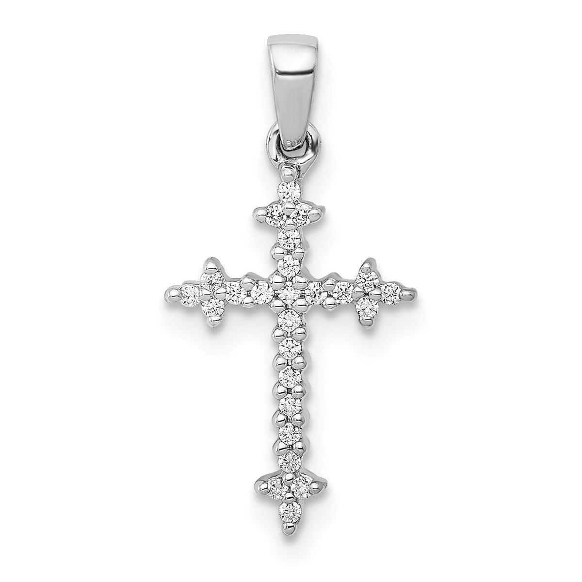 14k White Gold 1/10ct. Diamond Fleur e Lis Cross Pendant-PM5075-010-WA