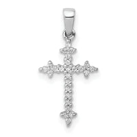 14k White Gold 1/10ct. Diamond Fleur e Lis Cross Pendant-PM5075-010-WA