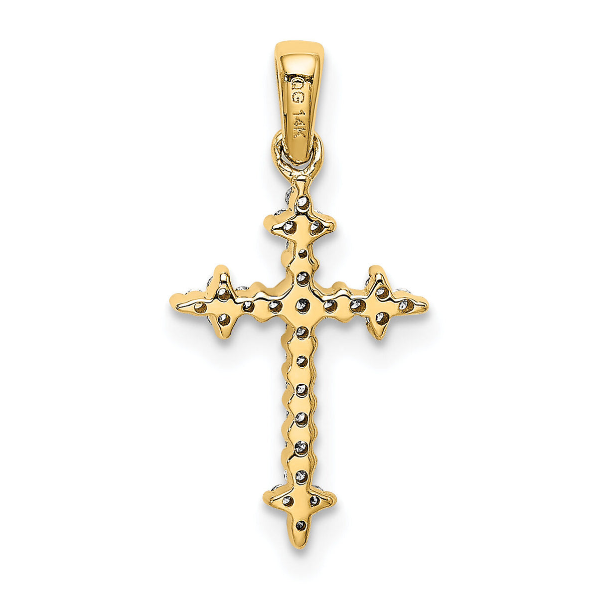 14k and Rhodium 1/10ct. Diamond Fleur de Lis Cross Pendant-PM5075-010-YA