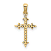 14k and Rhodium 1/10ct. Diamond Fleur de Lis Cross Pendant-PM5075-010-YA