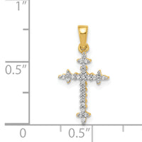 14k and Rhodium 1/10ct. Diamond Fleur de Lis Cross Pendant-PM5075-010-YA