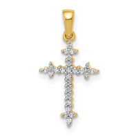 14k and Rhodium 1/10ct. Diamond Fleur de Lis Cross Pendant-PM5075-010-YA