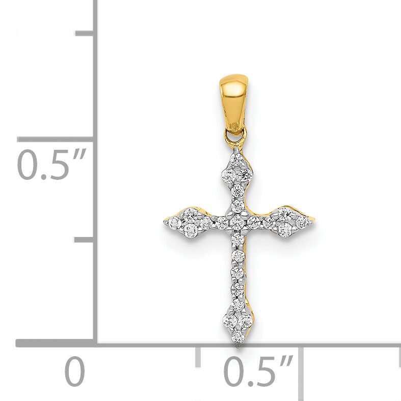 14k 1/15ct. Diamond Cross Pendant-PM5076-008-YA
