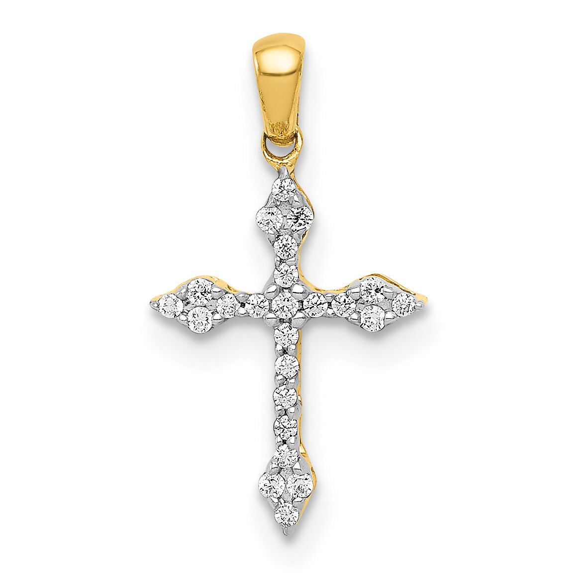 14k 1/15ct. Diamond Cross Pendant-PM5076-008-YA