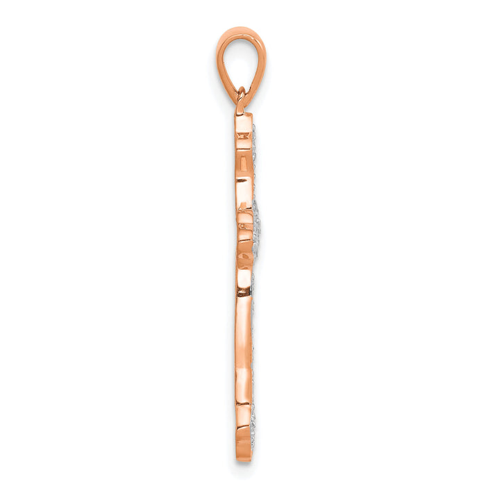 14k Rose Gold & Rhodium Diamond Cross Pendant-PM5077-010-RA