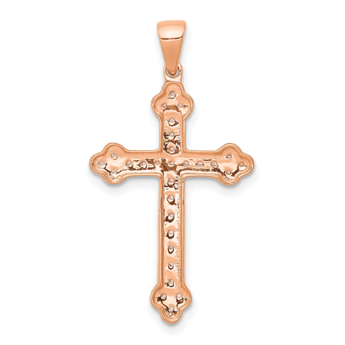 14k Rose Gold & Rhodium Diamond Cross Pendant-PM5077-010-RA