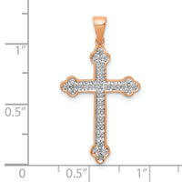 14k Rose Gold & Rhodium Diamond Cross Pendant-PM5077-010-RA