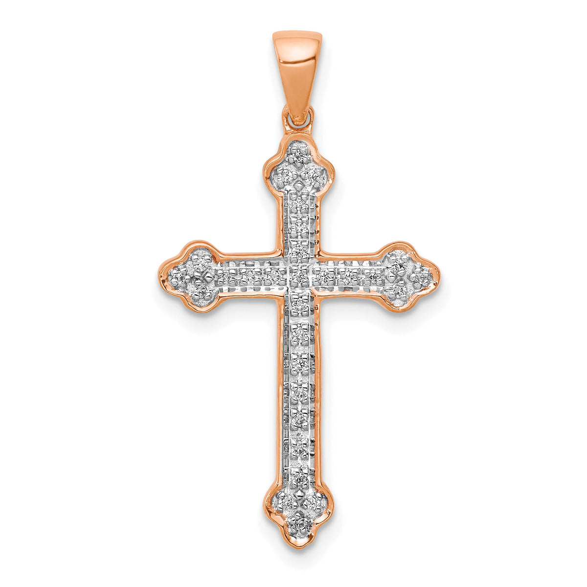 14k Rose Gold & Rhodium Diamond Cross Pendant-PM5077-010-RA