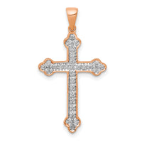 14k Rose Gold & Rhodium Diamond Cross Pendant-PM5077-010-RA