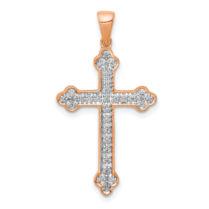 14k Rose Gold & Rhodium Diamond Cross Pendant-PM5077-010-RA