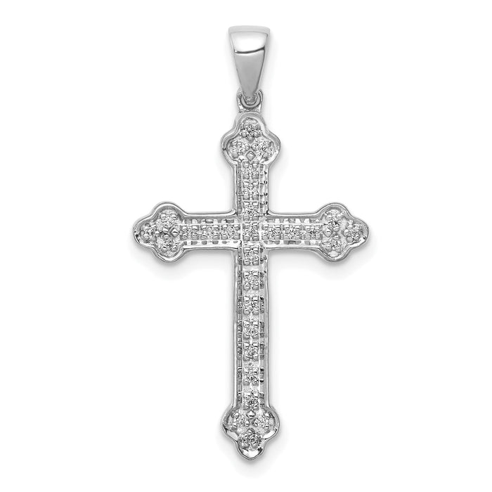 14k White Gold Diamond Cross Pendant-PM5077-010-WA