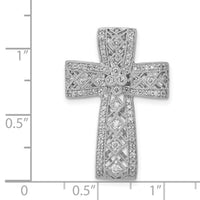 14k White Gold 1/2ct. Diamond Filigree Cross Chain Slide-PM5084-050-WA