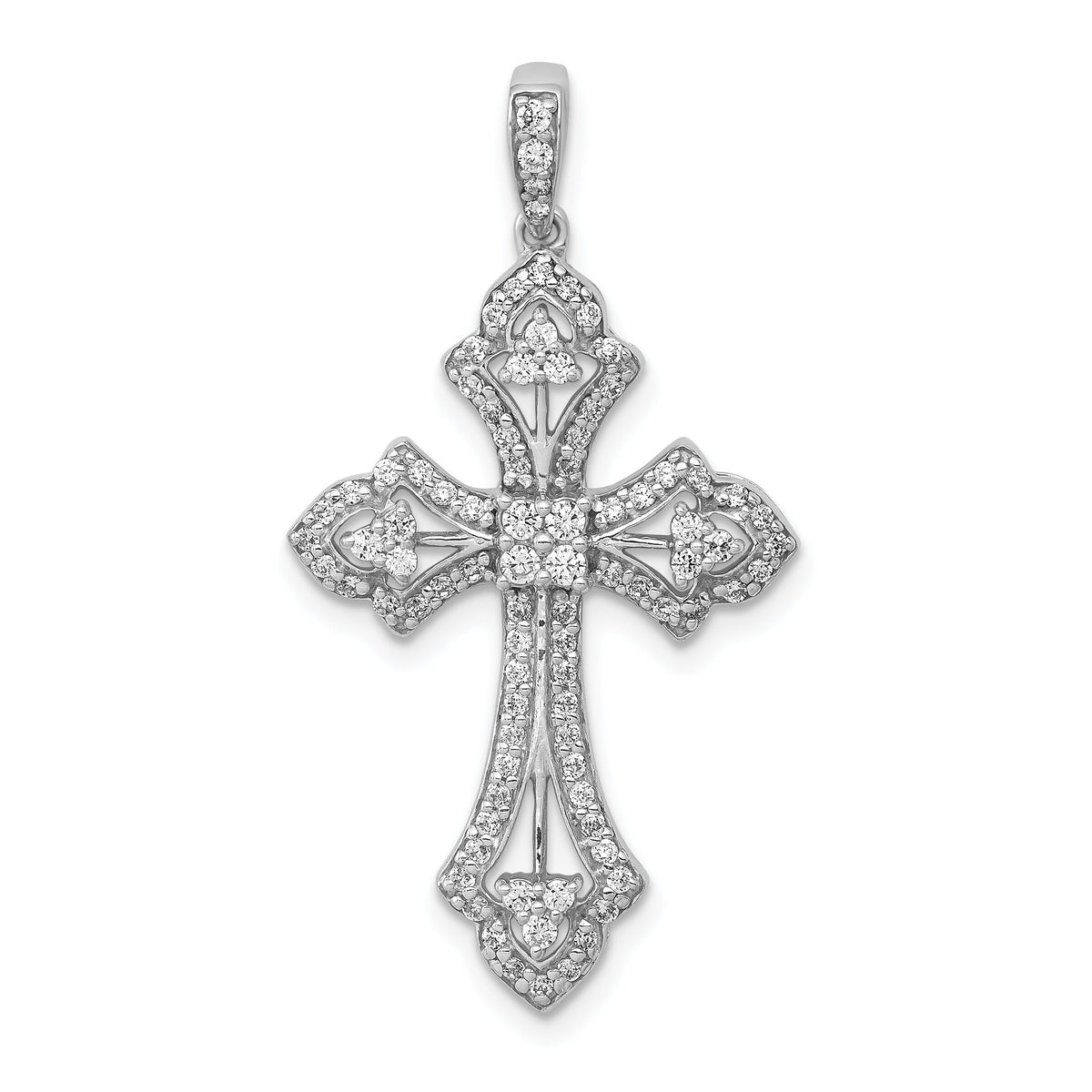 14k White Gold 1/2ct. Diamond Fancy Cross Pendant-PM5085-050-WA