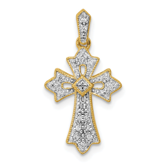 14k 1/10ct. Diamond Fancy Cross Pendant-PM5088-010-YA