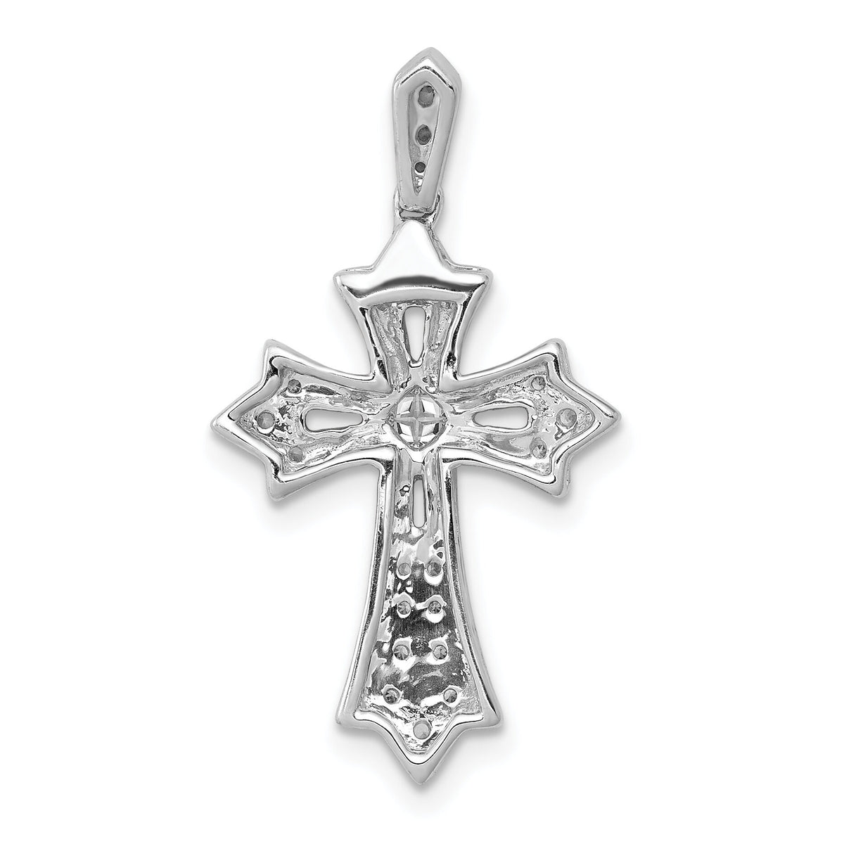 14k White Gold 1/6ct. Diamond Fleur de Lis Cross Pendant-PM5088-016-WA