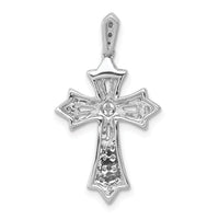 14k White Gold 1/6ct. Diamond Fleur de Lis Cross Pendant-PM5088-016-WA