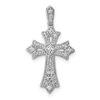 14k White Gold 1/6ct. Diamond Fleur de Lis Cross Pendant-PM5088-016-WA