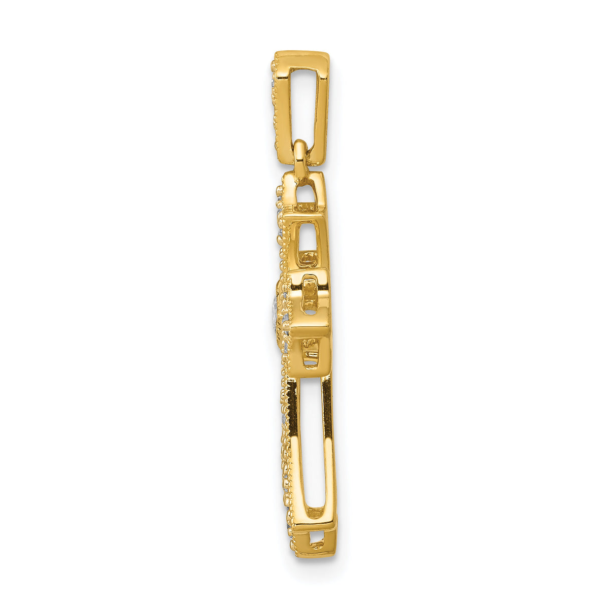 14k  1/6ct. Diamond Fleur de Lis Cross Pendant-PM5088-016-YA