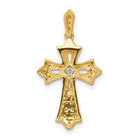 14k  1/6ct. Diamond Fleur de Lis Cross Pendant-PM5088-016-YA