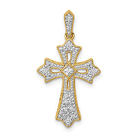 14k  1/6ct. Diamond Fleur de Lis Cross Pendant-PM5088-016-YA