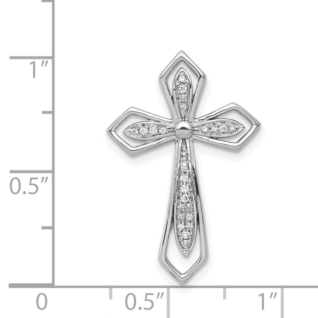 14k White Gold 1/15ct. Diamond Cross Chain Slide-PM5089-008-WA