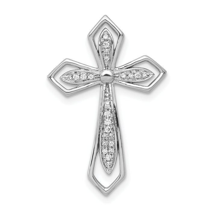 14k White Gold 1/15ct. Diamond Cross Chain Slide-PM5089-008-WA