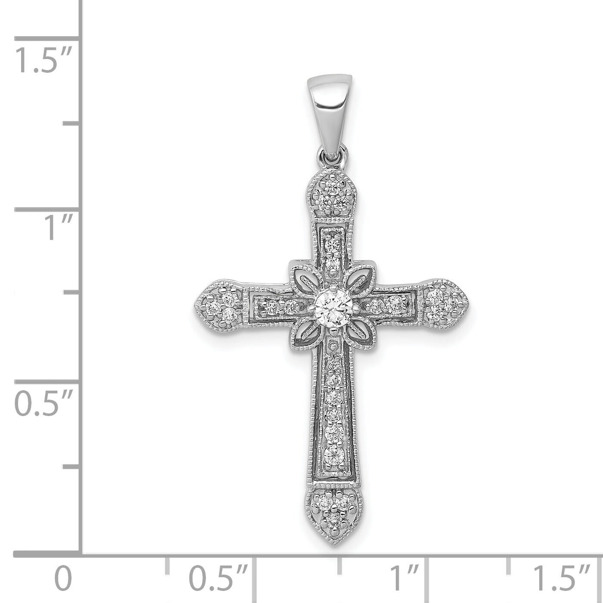 14k White Gold 1/3ct. Diamond Filigree Cross Pendant-PM5090-033-WA