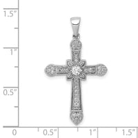 14k White Gold 1/3ct. Diamond Filigree Cross Pendant-PM5090-033-WA