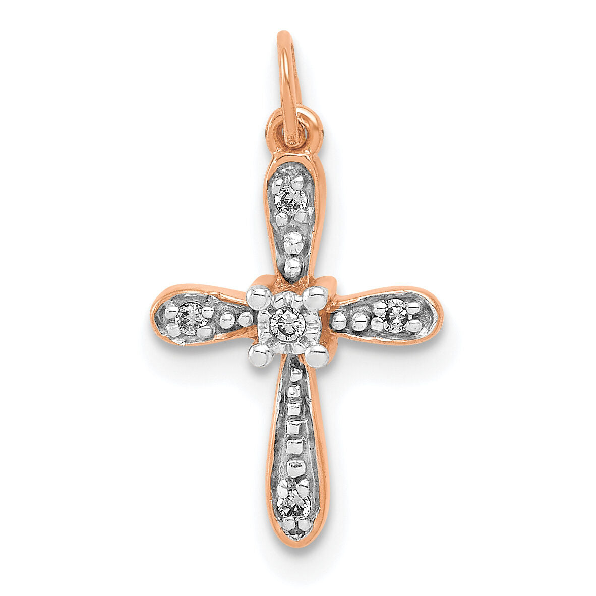 14k Rose Gold .03ct. Diamond Cross Charm-PM5091-003-RA