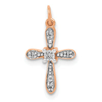 14k Rose Gold .03ct. Diamond Cross Charm-PM5091-003-RA