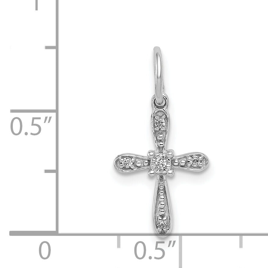 14k White Gold .03ct. Diamond Cross Charm-PM5091-003-WA