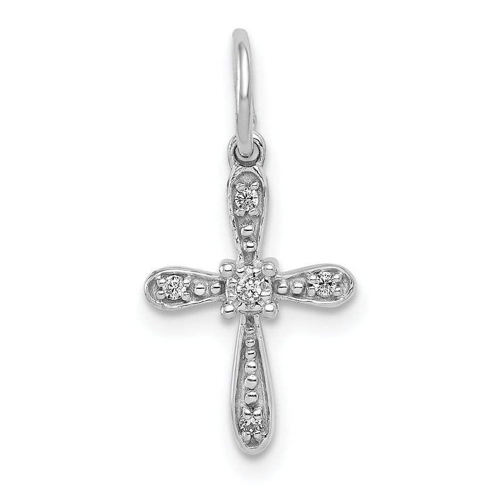 14k White Gold .03ct. Diamond Cross Charm-PM5091-003-WA