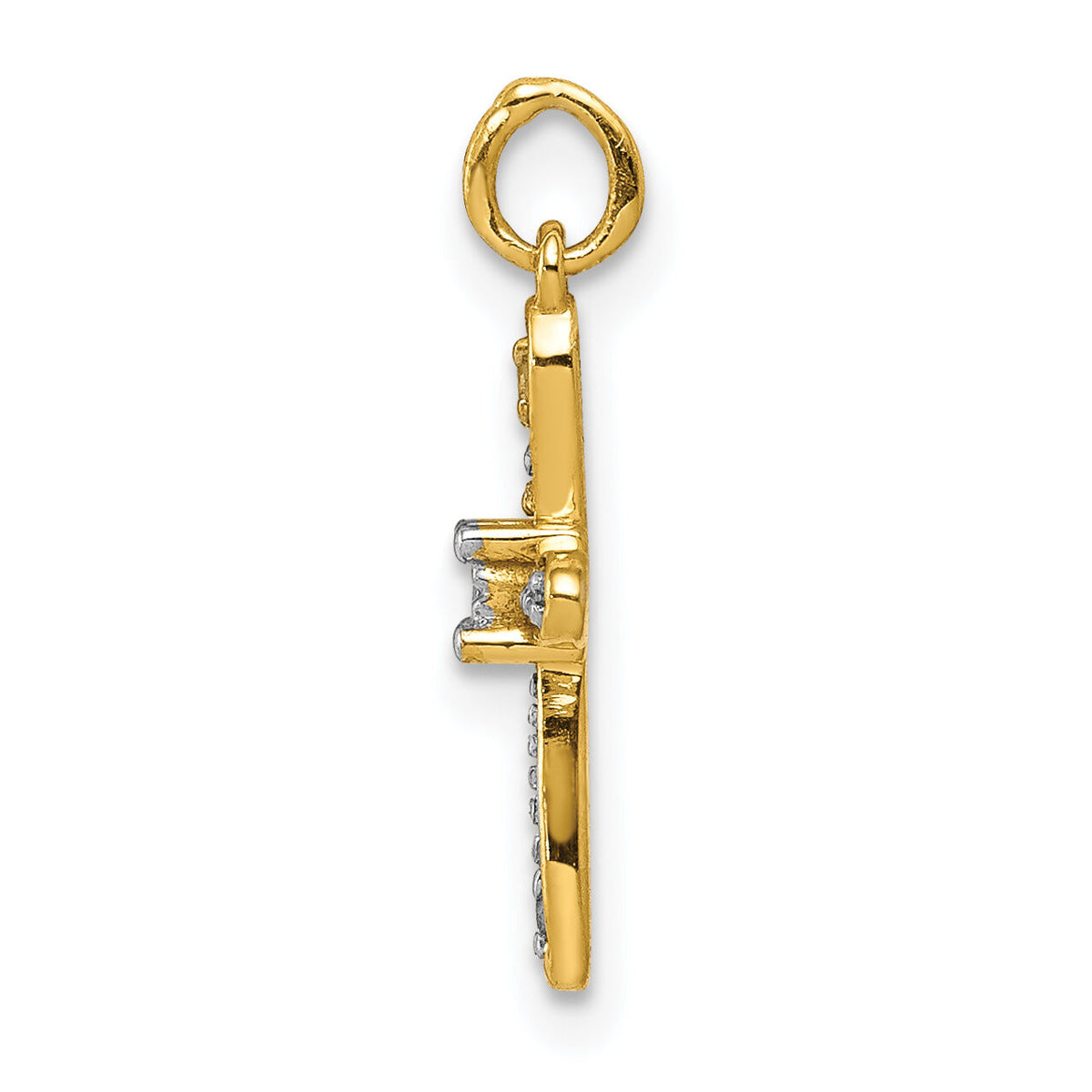 14k and Rhodium .03ct. Diamond Cross Charm-PM5091-003-YA