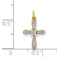 14k and Rhodium .03ct. Diamond Cross Charm-PM5091-003-YA