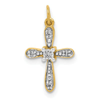 14k and Rhodium .03ct. Diamond Cross Charm-PM5091-003-YA