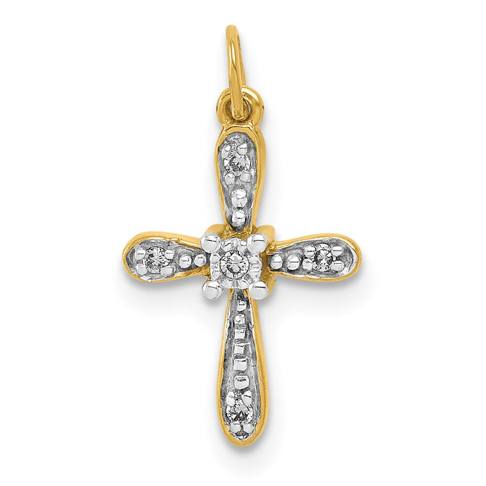 14k and Rhodium .03ct. Diamond Cross Charm-PM5091-003-YA