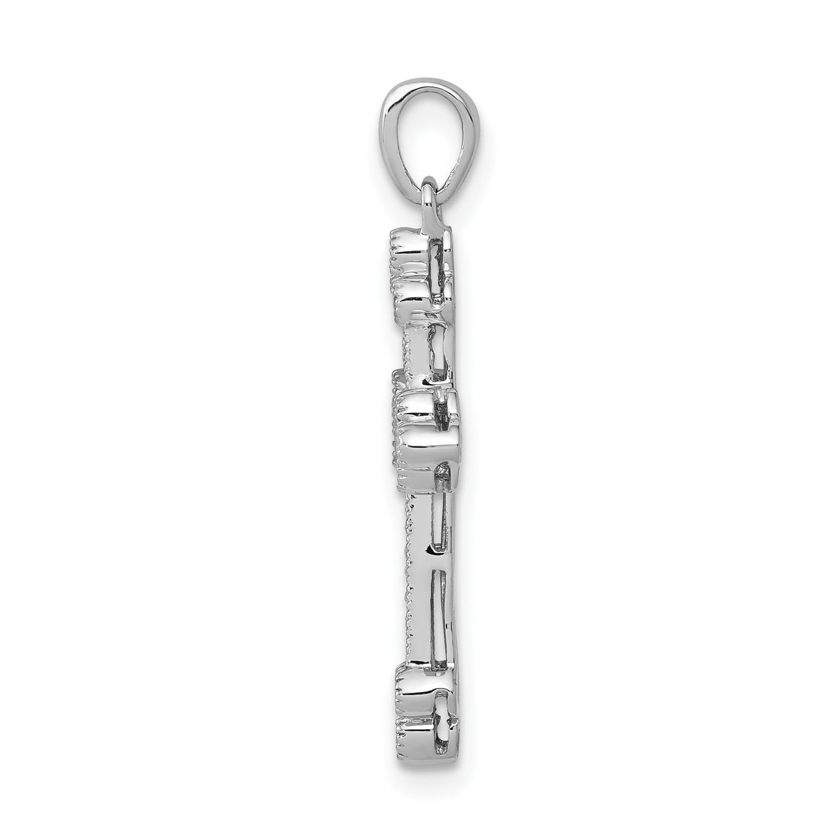 14k White Gold 1/10ct. Diamond Filigree Budded Cross Pendant-PM5092-010-WA