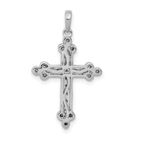 14k White Gold 1/10ct. Diamond Filigree Budded Cross Pendant-PM5092-010-WA