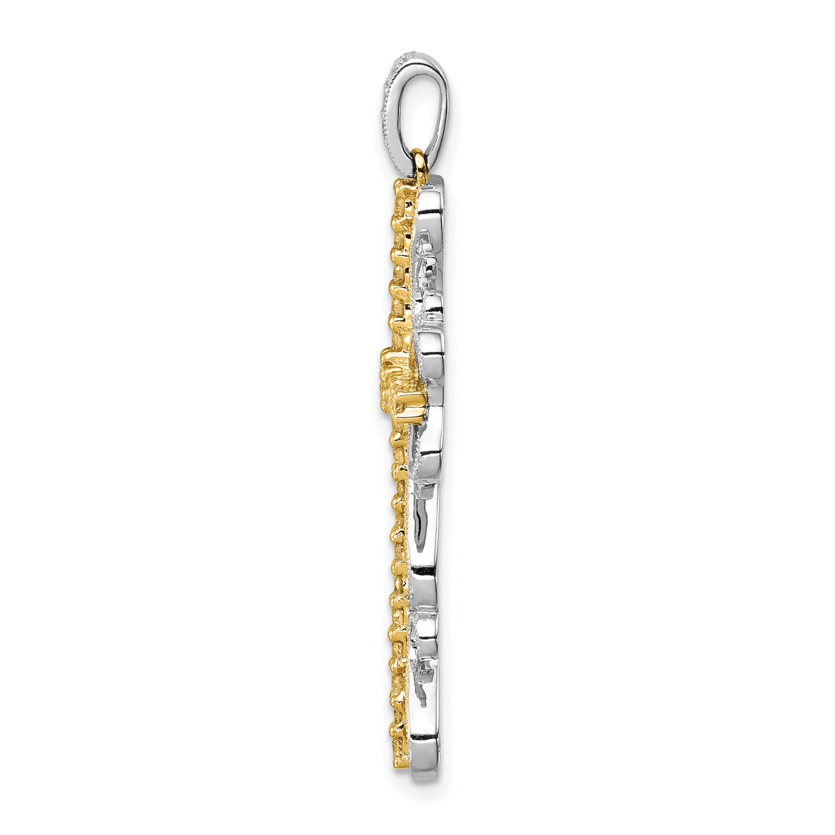 14k Two-tone 5/8ct. Diamond Filigree Cross Pendant-PM5093-062-WYA
