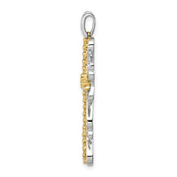 14k Two-tone 5/8ct. Diamond Filigree Cross Pendant-PM5093-062-WYA