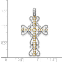 14k Two-tone 5/8ct. Diamond Filigree Cross Pendant-PM5093-062-WYA
