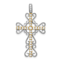 14k Two-tone 5/8ct. Diamond Filigree Cross Pendant-PM5093-062-WYA