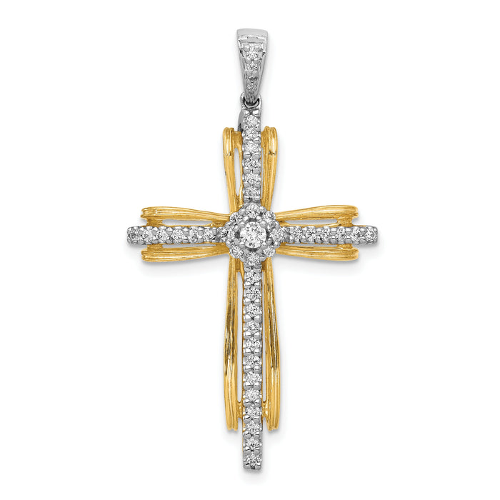 14k Two-tone 1/3ct. Diamond Passion Cross Pendant-PM5096-033-YWA