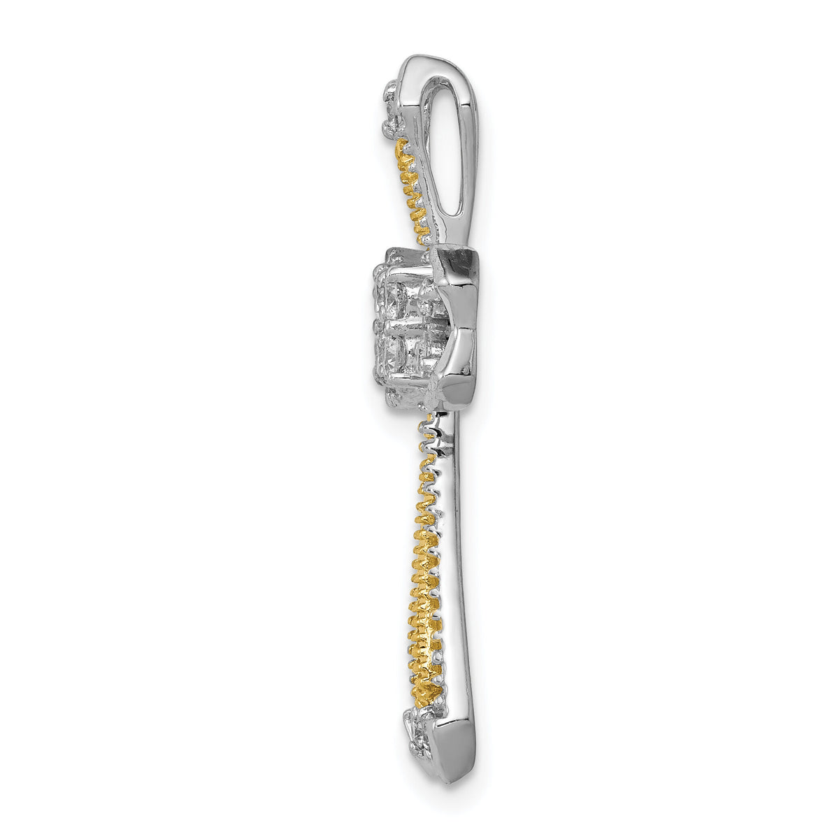 14k Two-Tone 1/3ct. Diamond Cross Chain Slide-PM5099-033-WYA