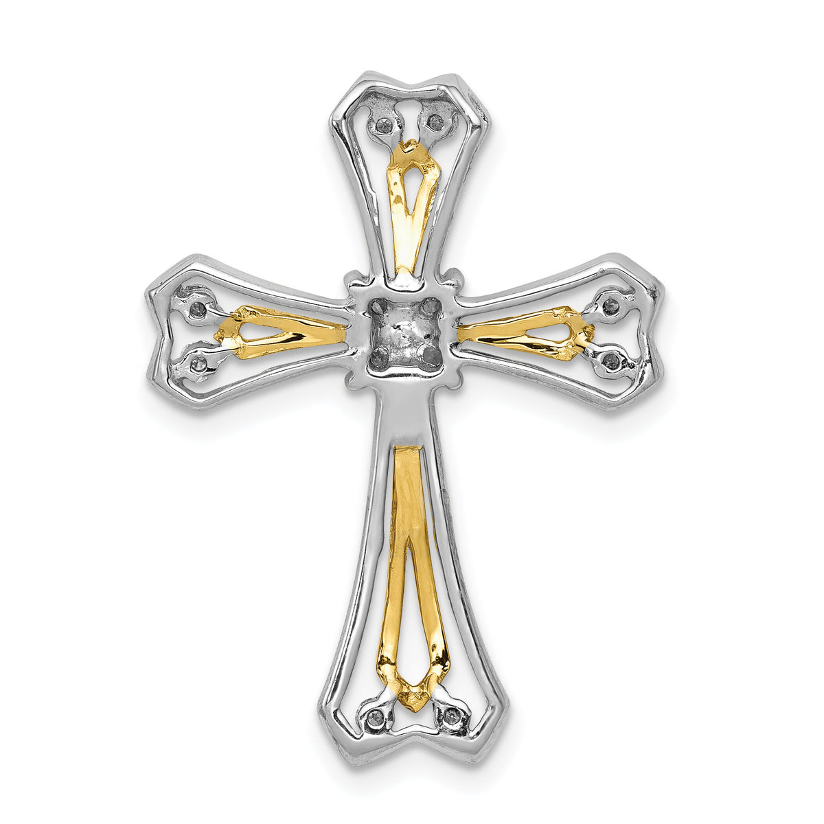 14k Two-Tone 1/3ct. Diamond Cross Chain Slide-PM5099-033-WYA