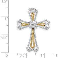 14k Two-Tone 1/3ct. Diamond Cross Chain Slide-PM5099-033-WYA
