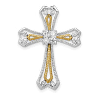 14k Two-Tone 1/3ct. Diamond Cross Chain Slide-PM5099-033-WYA