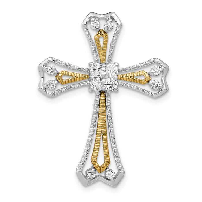 14k Two-Tone 1/3ct. Diamond Cross Chain Slide-PM5099-033-WYA
