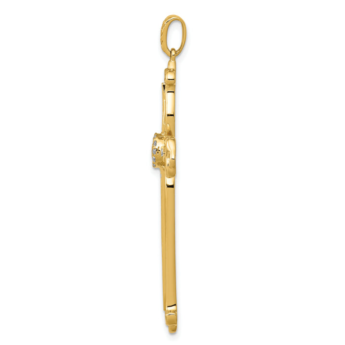 14k 1/4ct. Diamond Fancy Budded Cross Pendant-PM5101-025-YWA